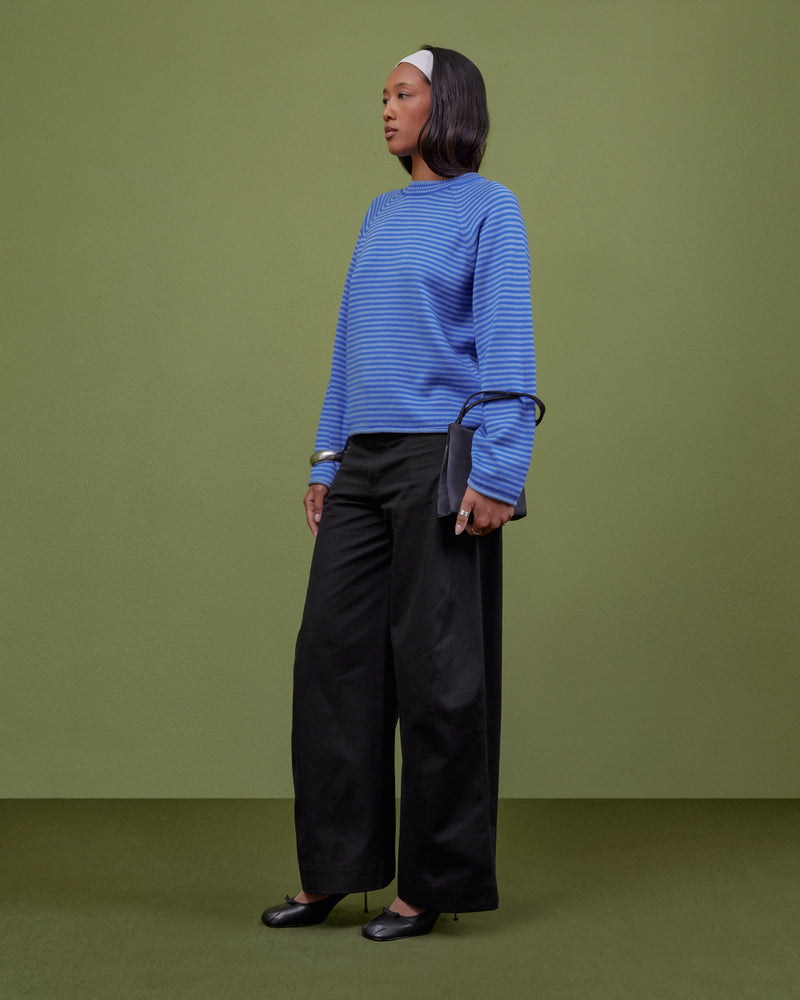 BLUE STRIPED WOOL SWEATER