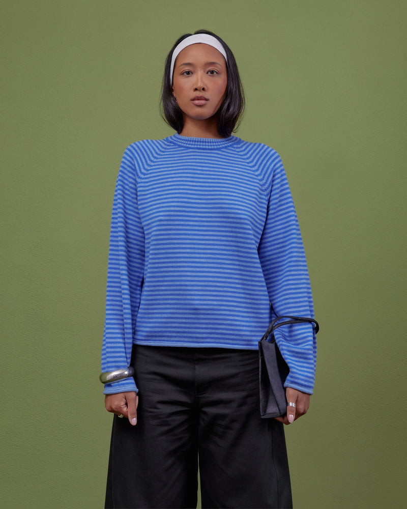 BLUE STRIPED WOOL SWEATER