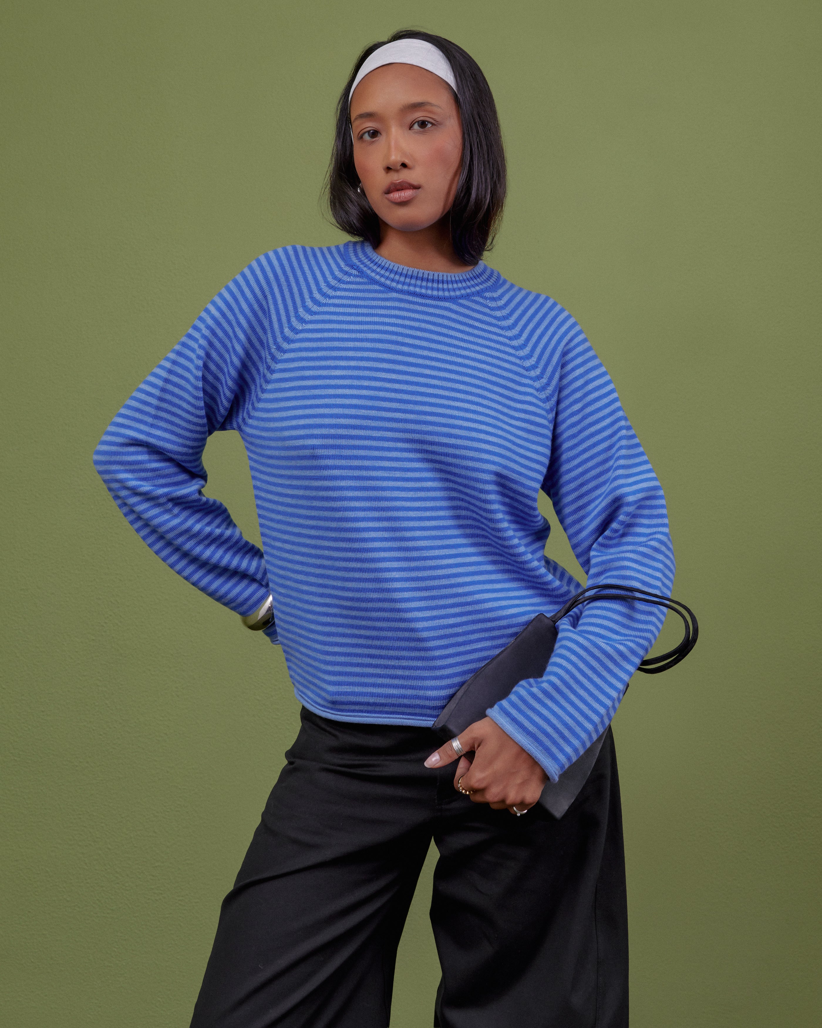 BLUE STRIPED WOOL SWEATER