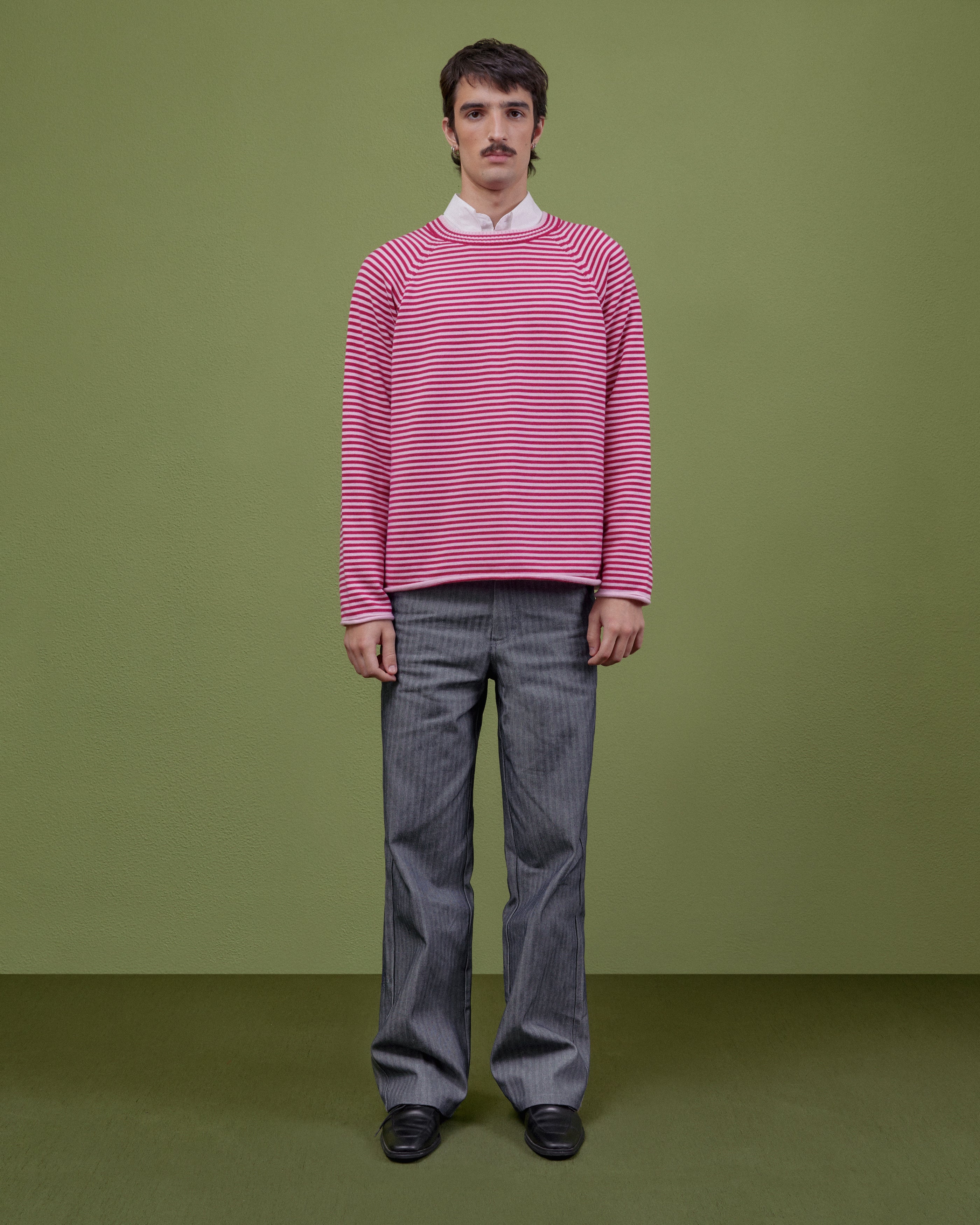 PINK STRIPED WOOL SWEATER