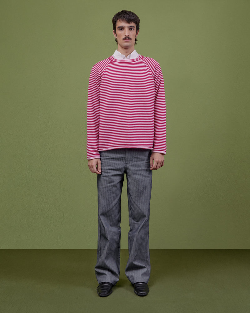 PINK STRIPED WOOL SWEATER