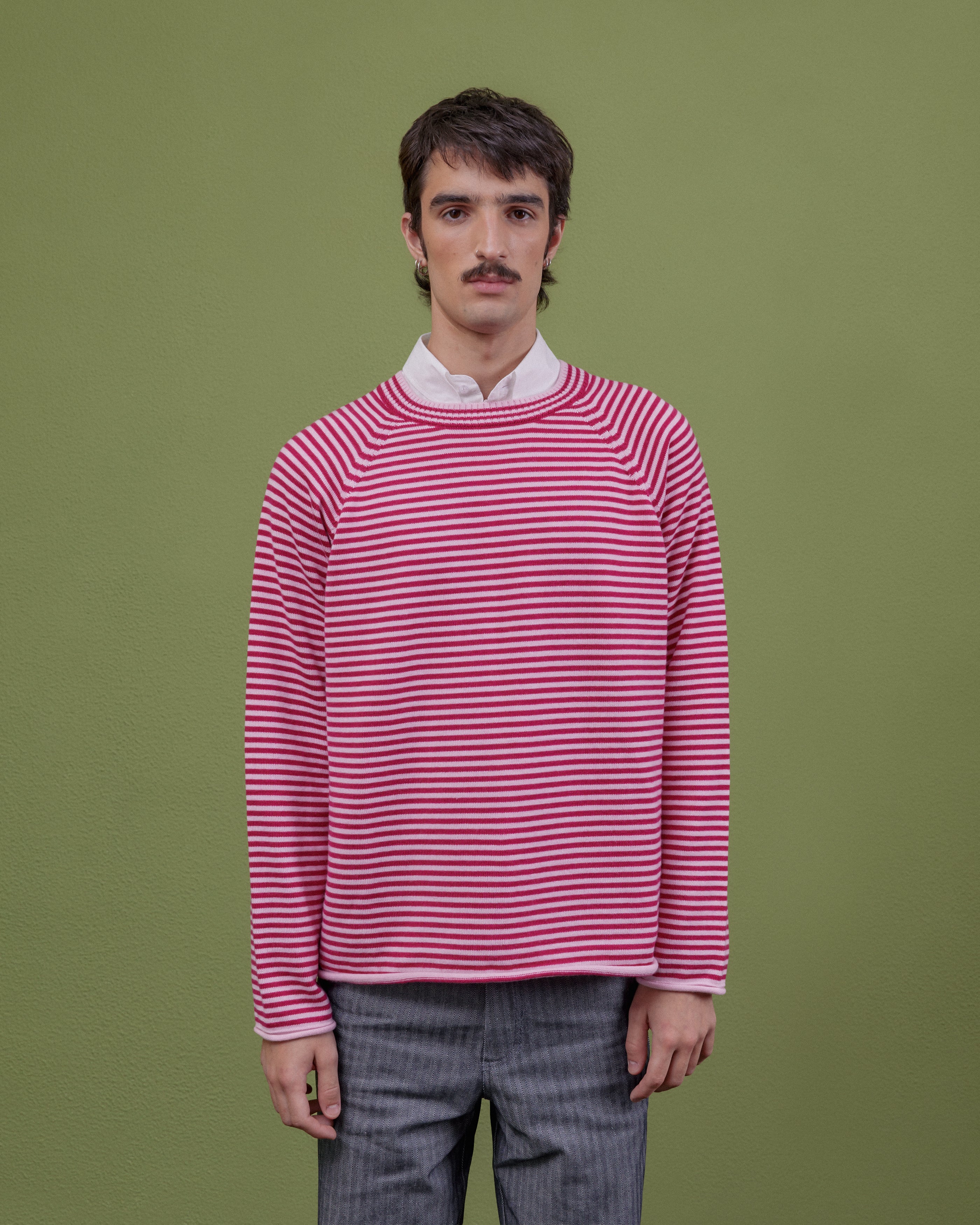 PINK STRIPED WOOL SWEATER