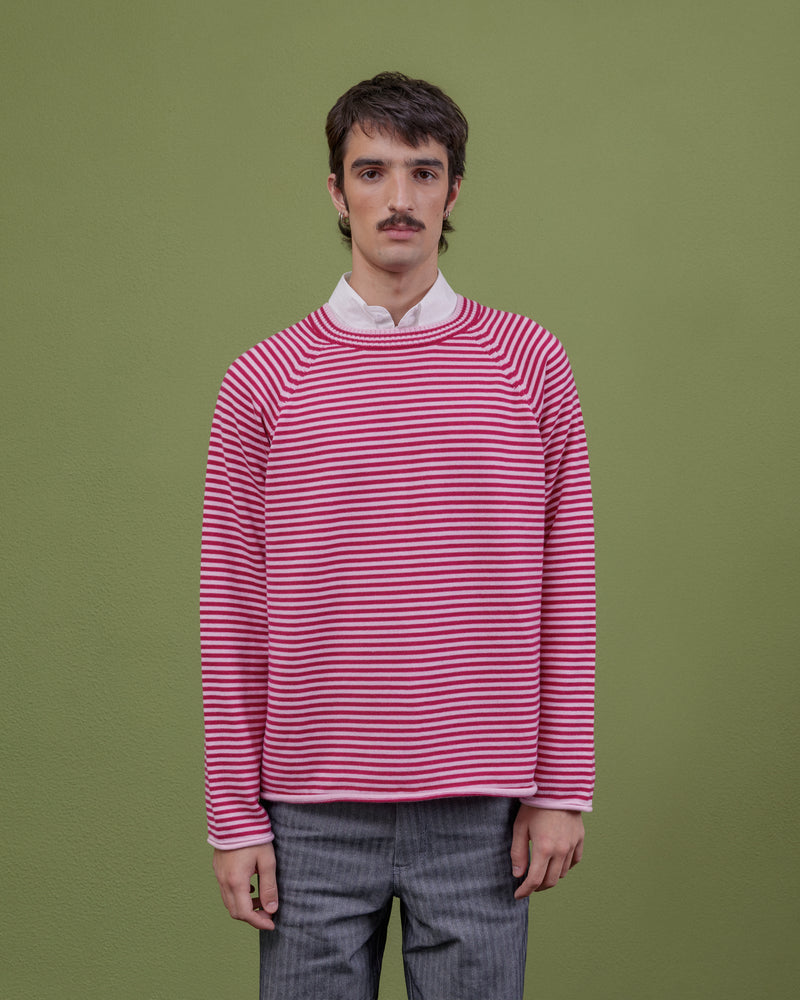 PINK STRIPED WOOL SWEATER