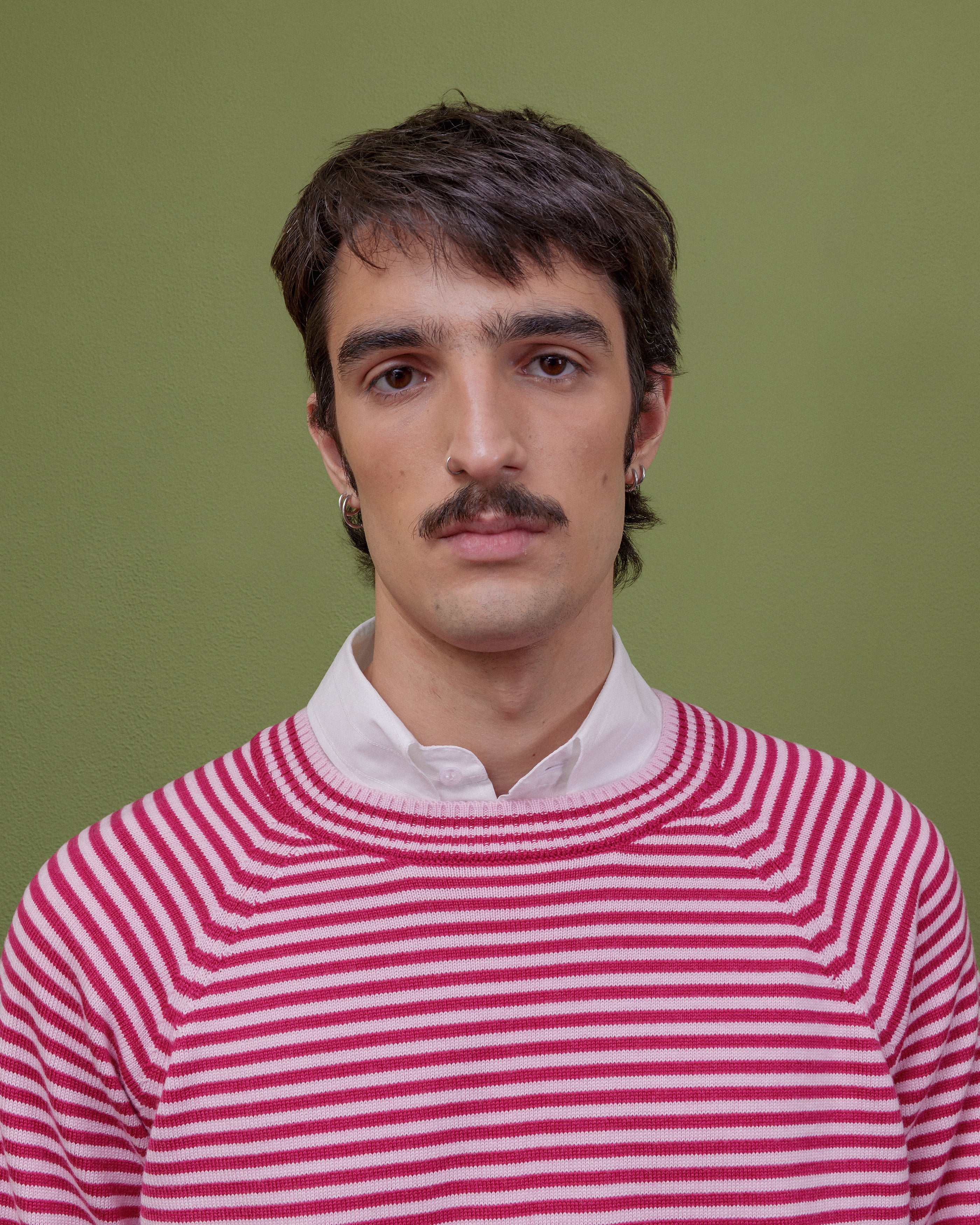 PINK STRIPED WOOL SWEATER