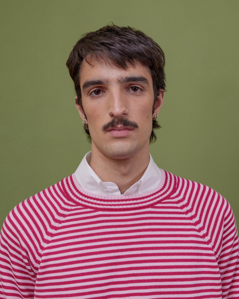 PINK STRIPED WOOL SWEATER