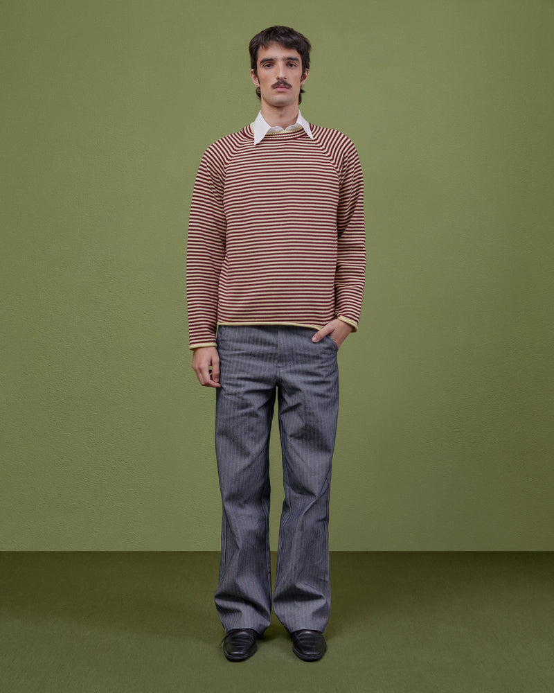 YELLOW & PLUM STRIPED WOOL SWEATER