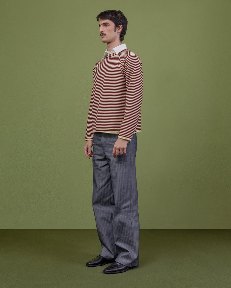 YELLOW & PLUM STRIPED WOOL SWEATER