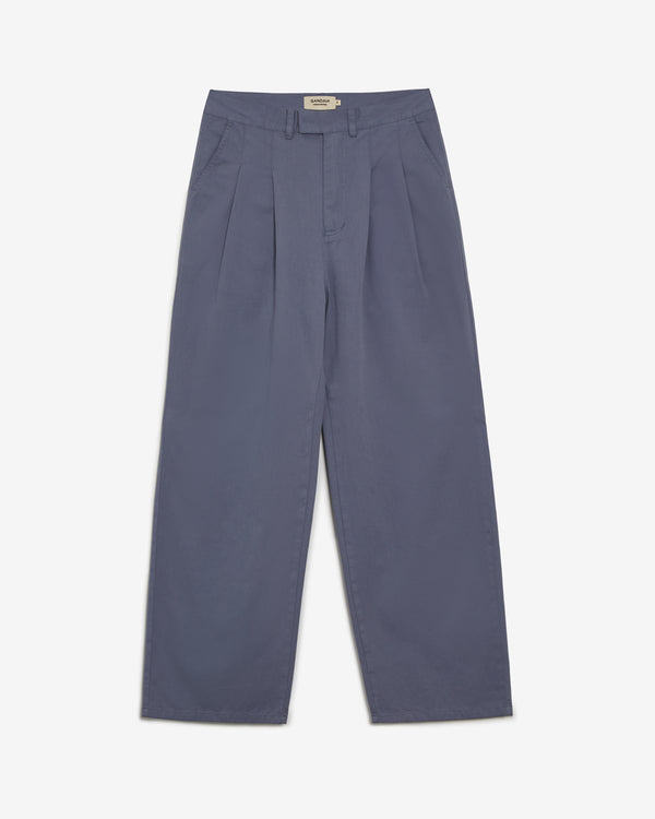 BLUE-GREY PLEATED TROUSERS