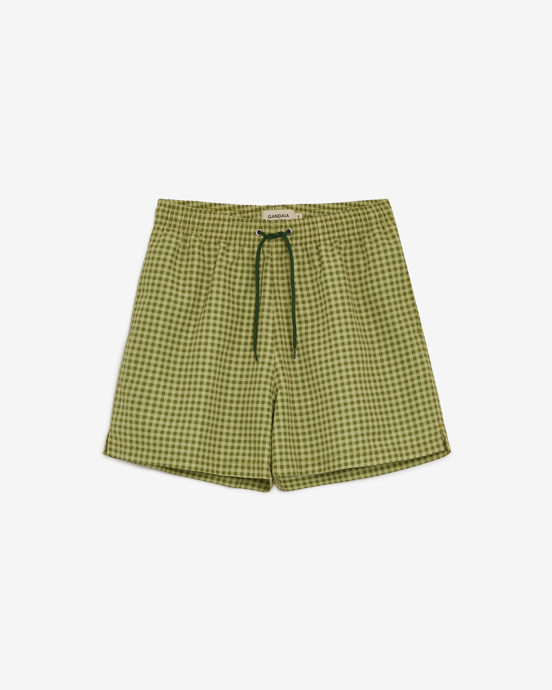 GREEN VICHY SWIM SHORTS