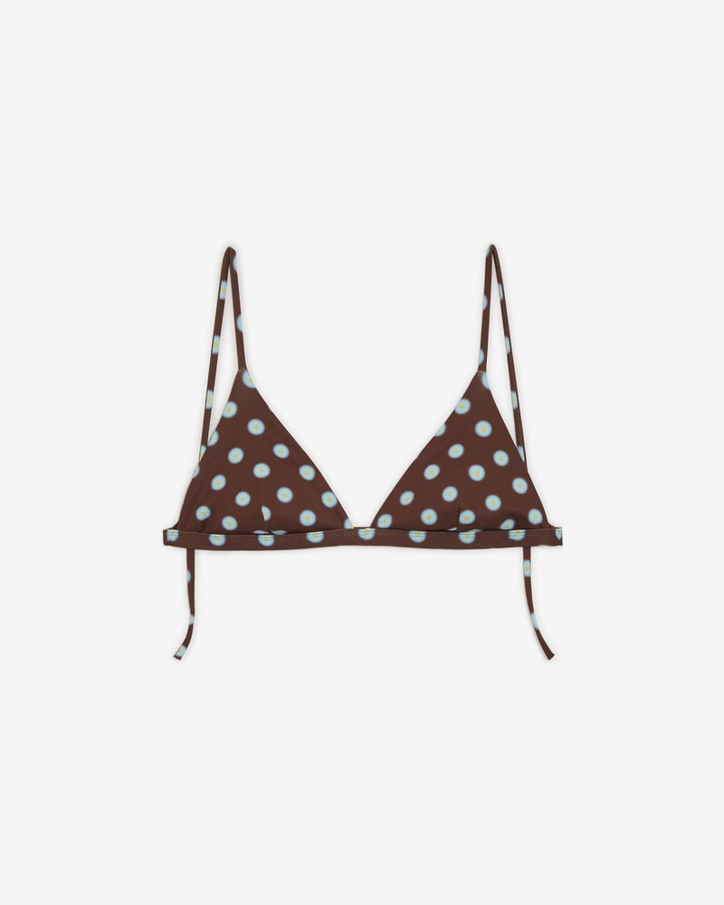 POLKA DOT BIKINI TOP BROWN