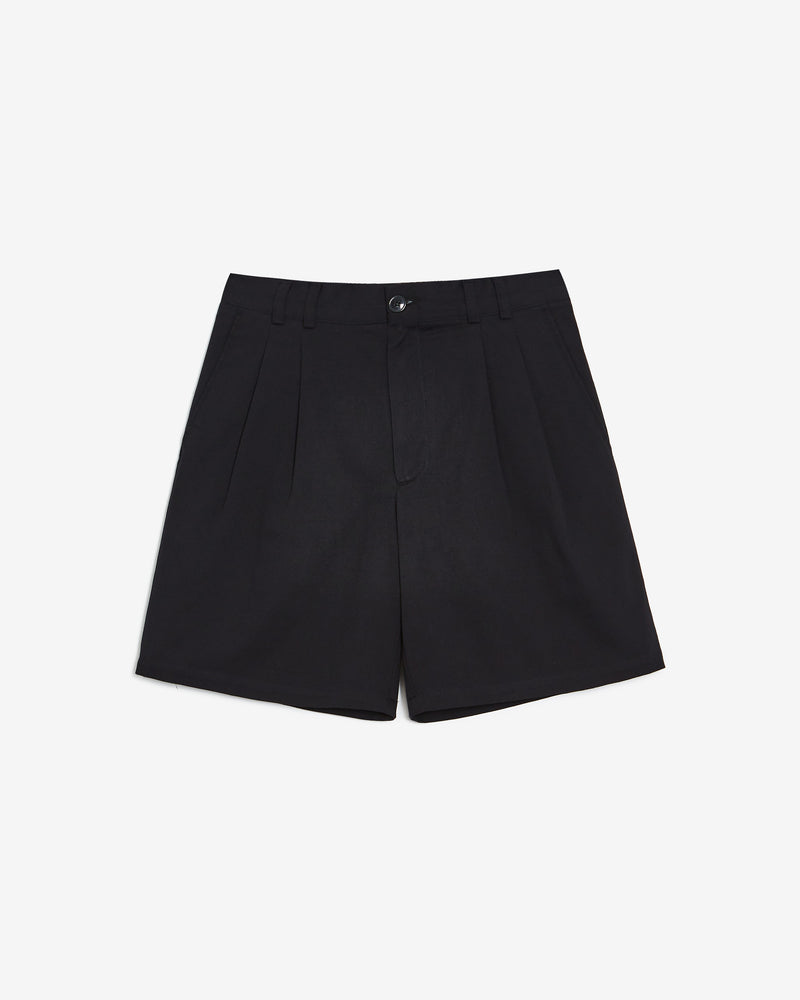 BLACK PLEATED SHORTS