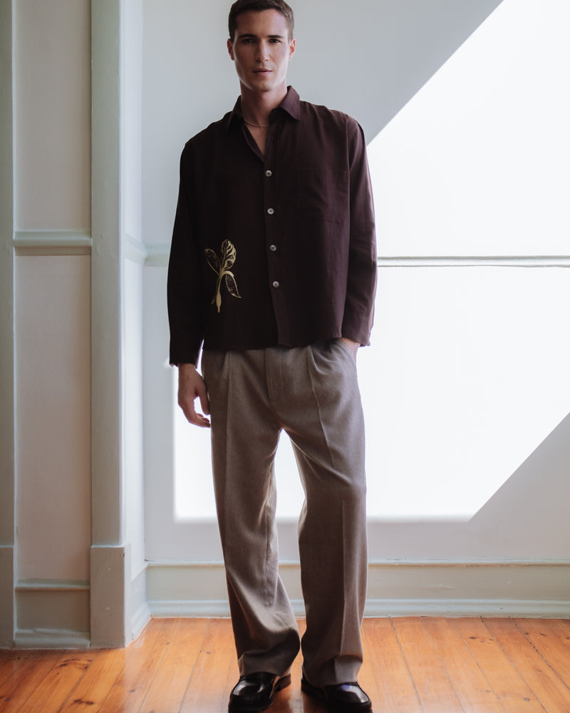 BROWN LINEN SHIRT